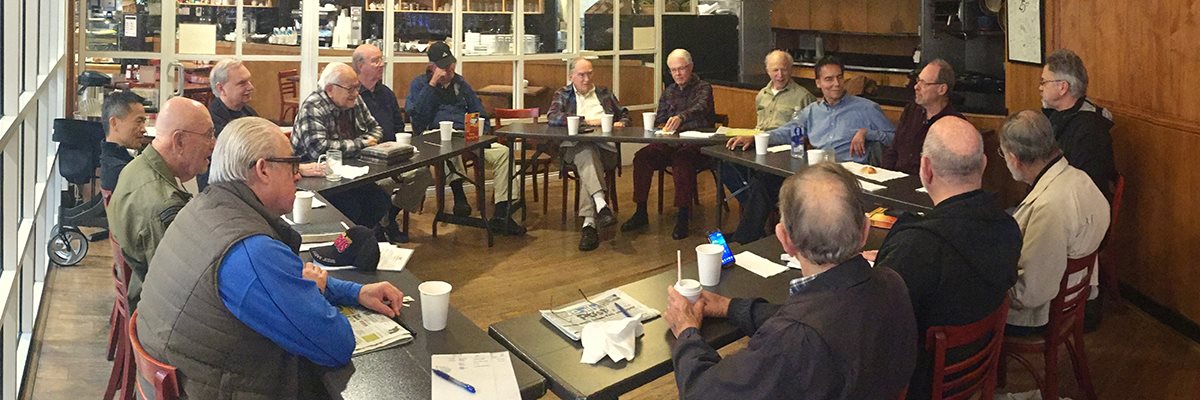 Saturday Morning Men's Bible Study gathered in discussion at Menlo Church